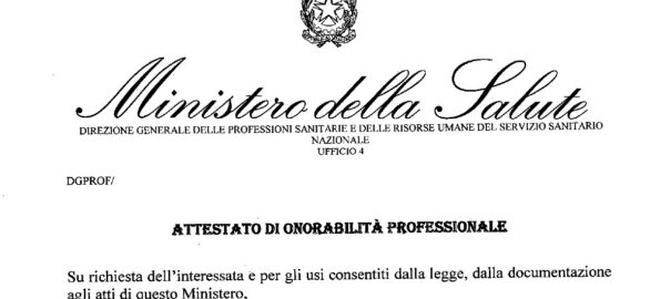 Certificato di onorabilità professionale